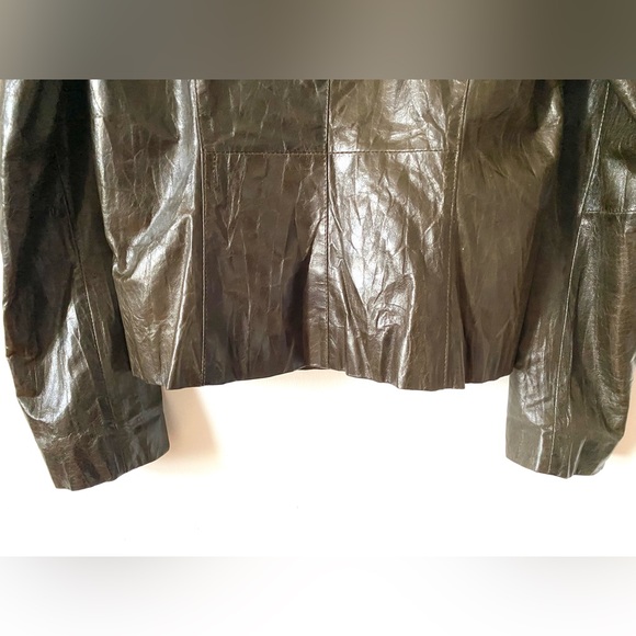 Vintage Brown Green Leather Jacket - Picture 8 of 10